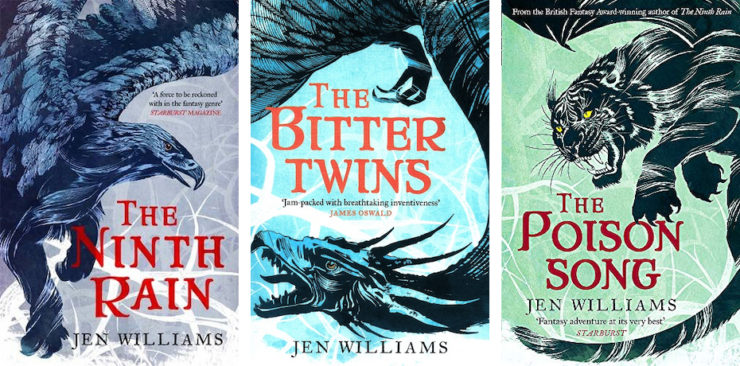 The Winnowing Flame trilogy book covers